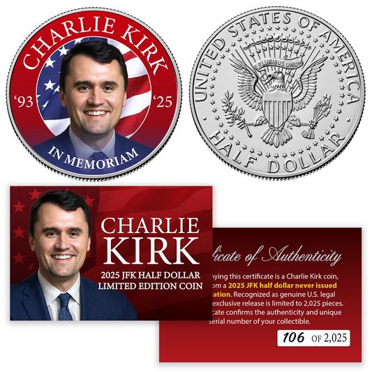 Charlie Kirk JFK Half Dollar (2,025 Available - Individually Numbered)