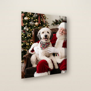 Christmas with Santa pet portrait canvas, gallery-wrapped side view