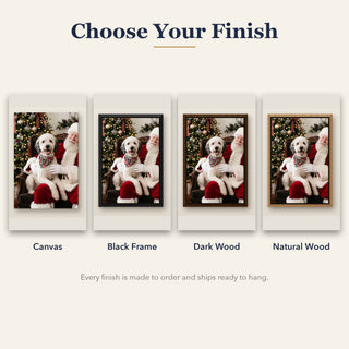 Christmas With Santa finish options: canvas, black frame, dark wood frame, natural wood frame