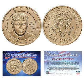 Trump 250th $2 Bill + 6-Coin Complete Set