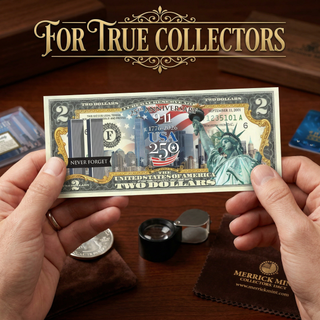 Commemorative $2 bill featuring the Statue of Liberty, marking 9/11 25th and America's 250th anniversaries.