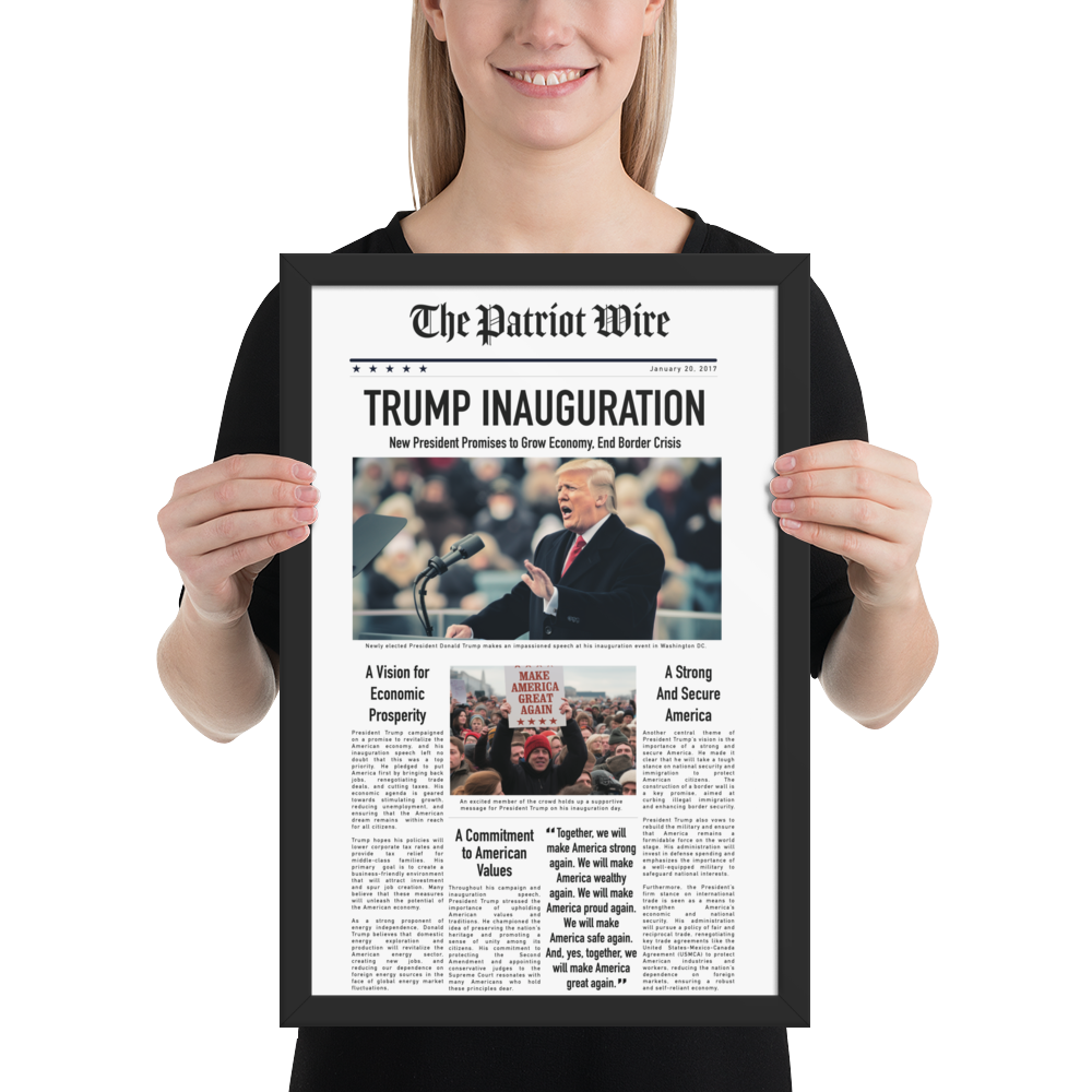 President Donald Trump Inauguration Article Framed