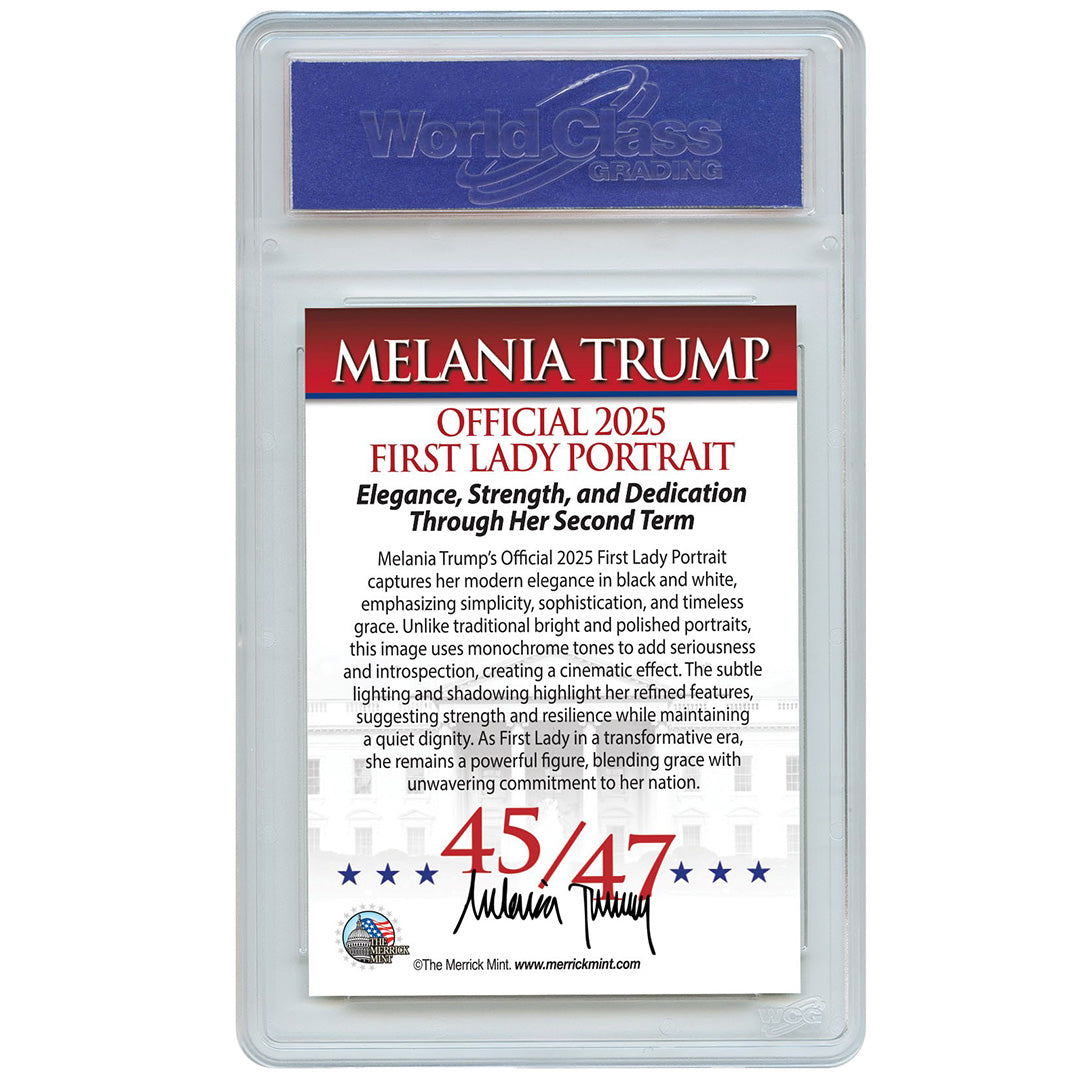 Melania Trump Official 2025 First Lady Portrait Trading Card (Graded Gem Mint 10)