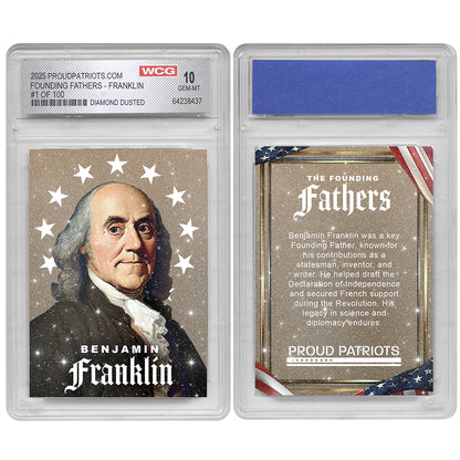 Founding Fathers Set of 7 Trading Cards | Diamond Dust | Only 100 Available | Individually Numbered - All Matching Numbers | Graded GEM-MT 10