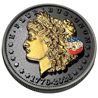 All Three 3D Tribute Coins With USA 250 Privy Marks (Black Ruthenium & 24k Gold)