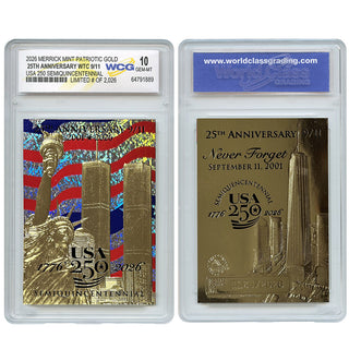 9/11 Never Forget 25th Anniversary Gold Card Flag Hologram – Graded 10, Limited #/2,026