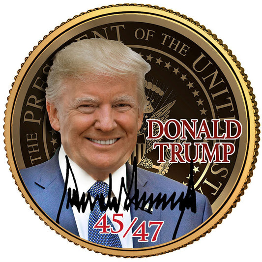 45th & 47th President Donald Trump Golden Presidential Seal Coin