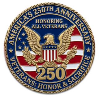 America's 250th Anniversary Veterans Commemorative Challenge Coin (Pre-Order Expected To Ship In July)