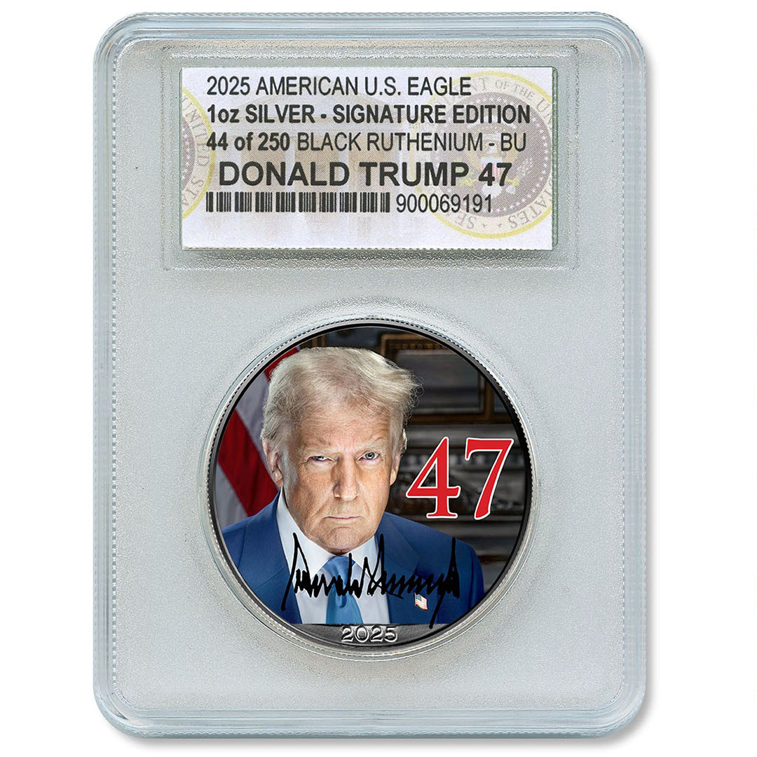 President Trump Official Portrait Silver Eagle Slabbed - Black Ruthenium (Limited/Numbered of 250)