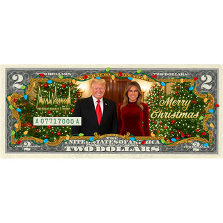 [GOLD VARIANT] Christmas 2025 Collectible $2 Bill - President Donald Trump & First Lady Melania Trump (ONLY 250 AVAILABLE)