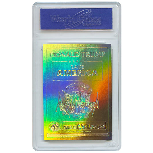 Trump Triple Image GOLD Hologram Trading Card Numbered 1 to 2,024 - Graded Gem Mint 10 (LIMITED RUN)