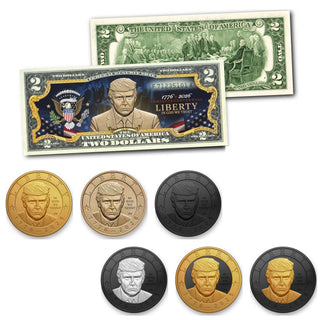 Trump 250th $2 Bill + 6-Coin Complete Set