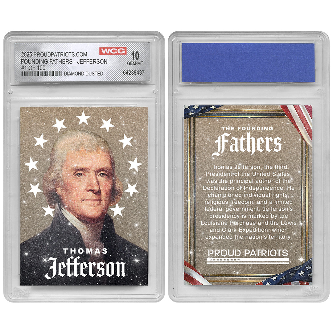 Founding Fathers Set of 7 Trading Cards | Diamond Dust | Only 100 Available | Individually Numbered - All Matching Numbers | Graded GEM-MT 10