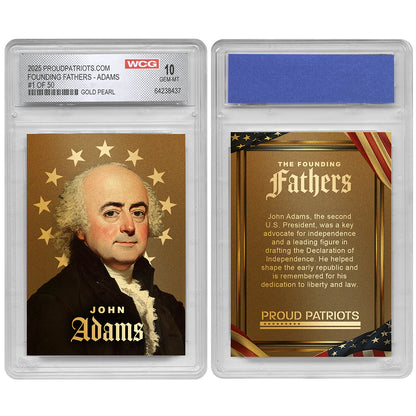 Founding Fathers Set of 7 Trading Cards | Gold Pearl | Only 50 Available | Individually Numbered - All Matching Numbers | Graded GEM-MT 10