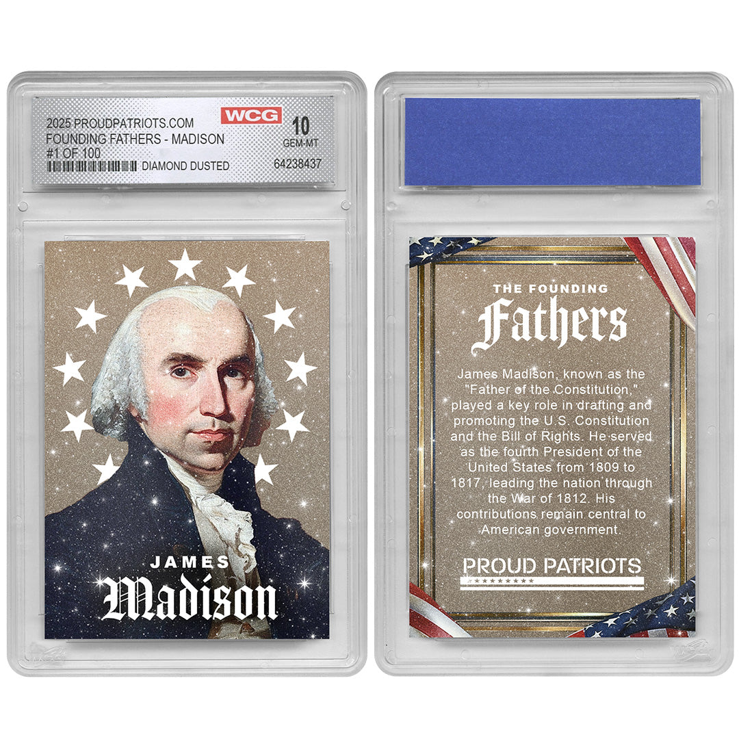 Founding Fathers Set of 7 Trading Cards | Diamond Dust | Only 100 Available | Individually Numbered - All Matching Numbers | Graded GEM-MT 10