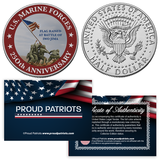 U.S. Marine Forces - 250th Anniversary Tribute Coin - Genuine Legal Tender JFK Half Dollar