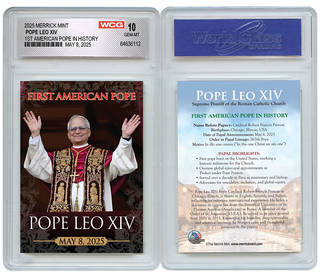 1st American Pope In History - 2025 Official Trading Card Graded GEM-MT 10