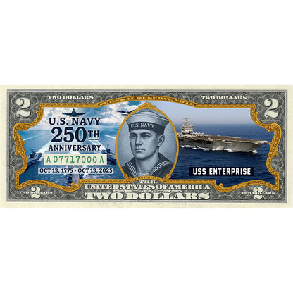 U.S. Navy 250th Anniversary $2 Bill - Genuine Legal Tender