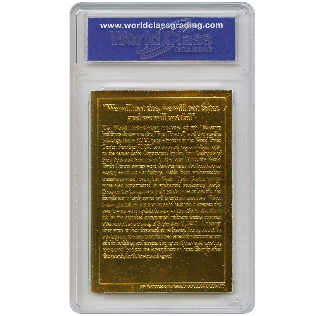 Never Forget September 11th, 2001 - 23k Gold Foil & Black Trading Card