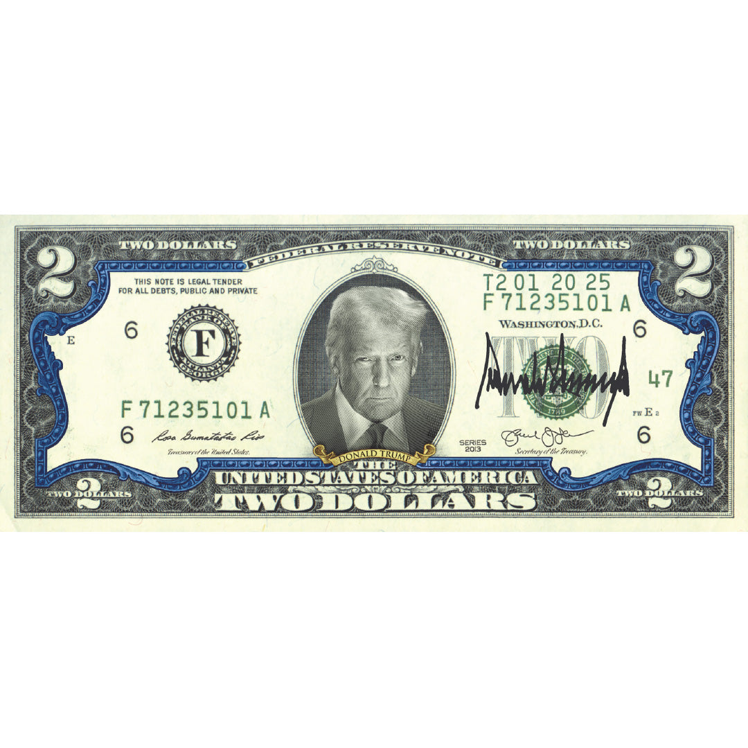 [BLUE BORDER] Only 25 Available | 47th President Donald Trump $2 Bill - Genuine Legal Tender
