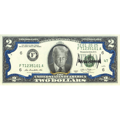 [BLUE BORDER] Only 25 Available | 47th President Donald Trump $2 Bill - Genuine Legal Tender