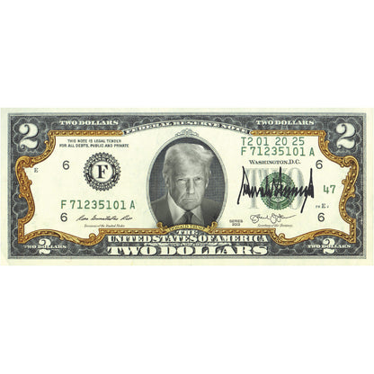 [GOLD BORDER] Only 100 Available | 47th President Donald Trump $2 Bill - Genuine Legal Tender