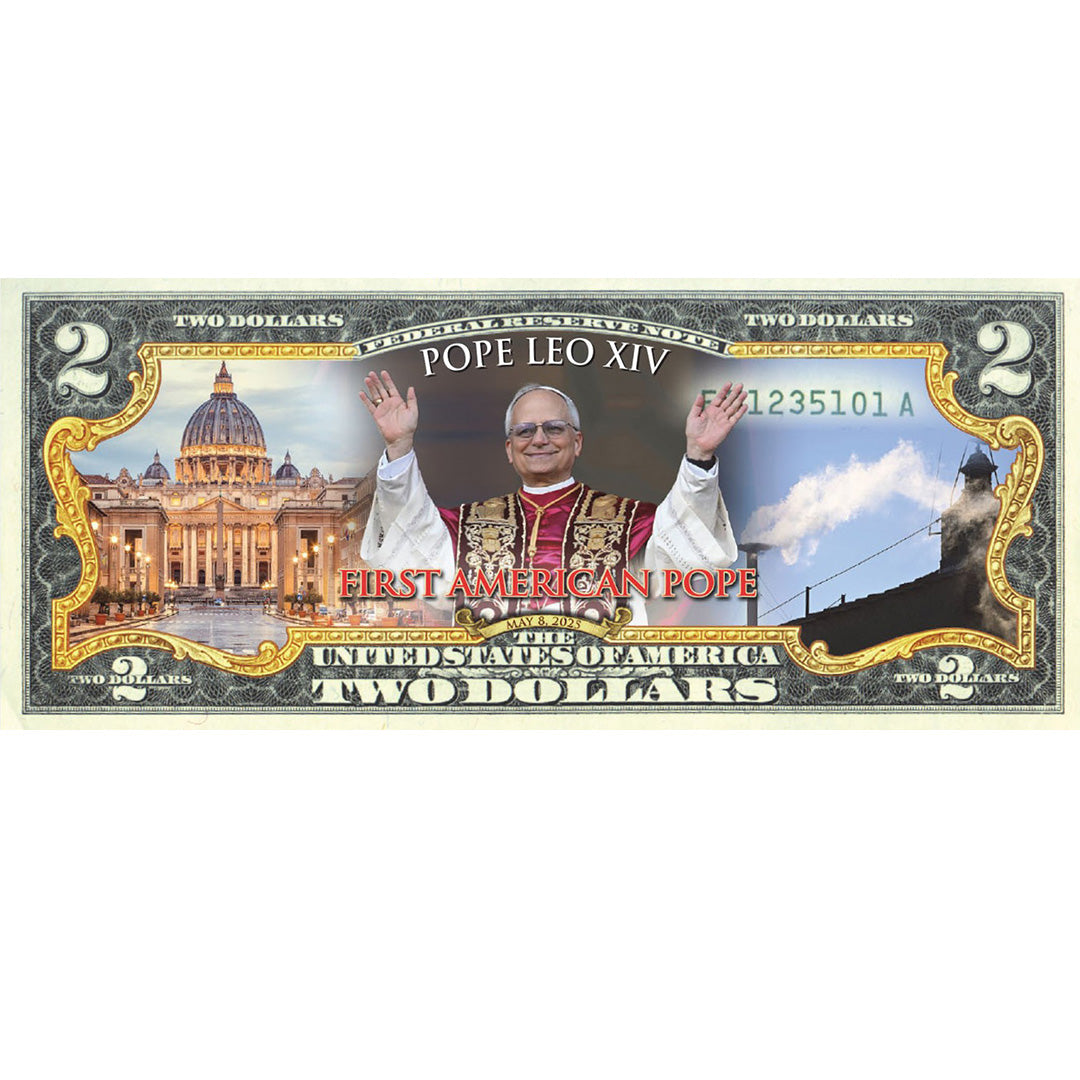 Pope Leo XIV The First American Pope - Collectible Legal Tender $2 Bill