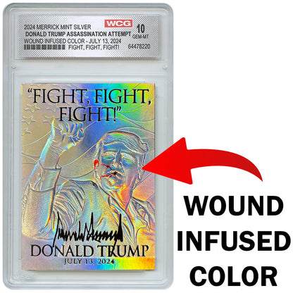 Silver Trump "Fight" Trading Card (With Unique Wound Infused Red Color)