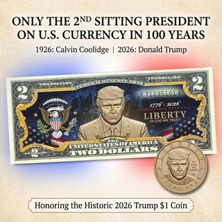 President Trump 1776–2026 Semiquincentennial $2 Bill — Genuine U.S. Legal Tender Commemorating the First Sitting President on U.S. Currency in 100 Years