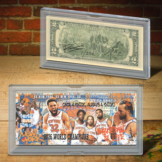 [Signed And Numbered Edition with Slab - Only 250 Available] New York Nicks 2026 World Champions - Limited Edition Collectible Rency Art $2 Bill (Legal Tender)