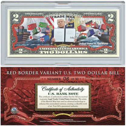 [RED BORDER] Only 50 Available | Trade War - President Donald Trump $2 Bill - Genuine Legal Tender