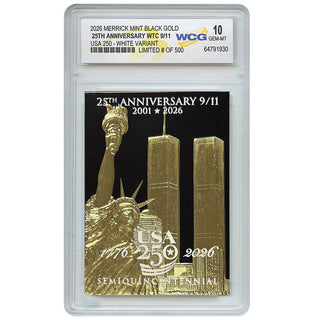 9/11 Never Forget 25th Anniversary Black Gold WHITE Variant – Graded 10, Limited #/500
