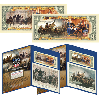 Washington Crossing the Delaware & Valley Forge $2 Bills – USA 250th Collector's Edition Set