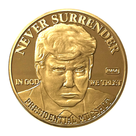 Trump Mugshot Golden Proof Coin - 1 Ounce & 39mm - MAGA Privy Mark