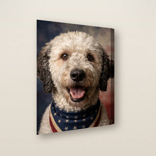 The Patriot pet portrait canvas, gallery-wrapped side view