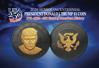 Certificate of Authenticity - America's 250th Anniversary Trump $1 Coin - Black Ruthenium & 24K Gold Edition