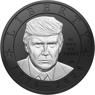 America's 250th Anniversary Trump $1 Coin - Black Ruthenium & Silver Edition