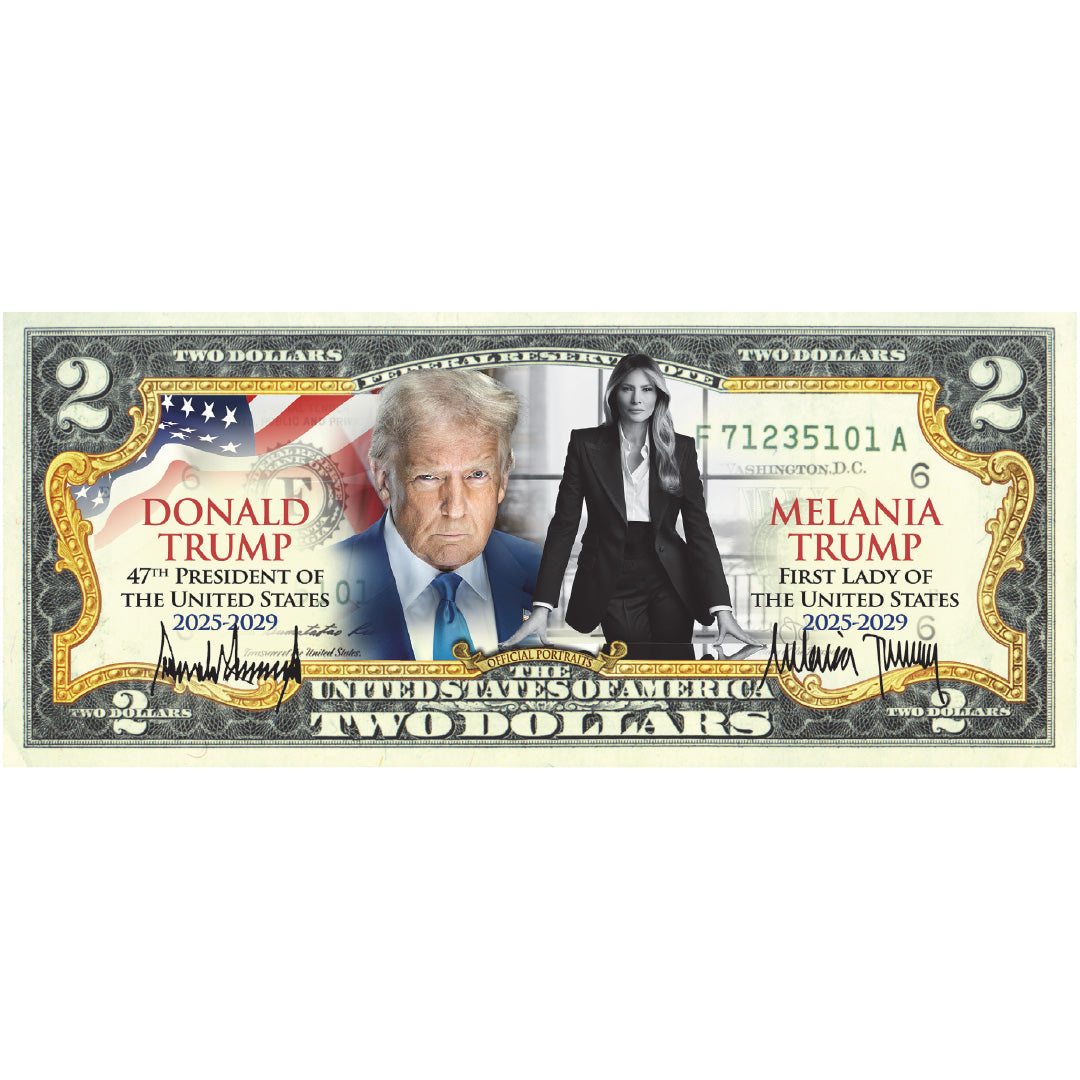 Donald & Melania Trump Official 2025 Portraits $2 Bill - Genuine Legal Tender