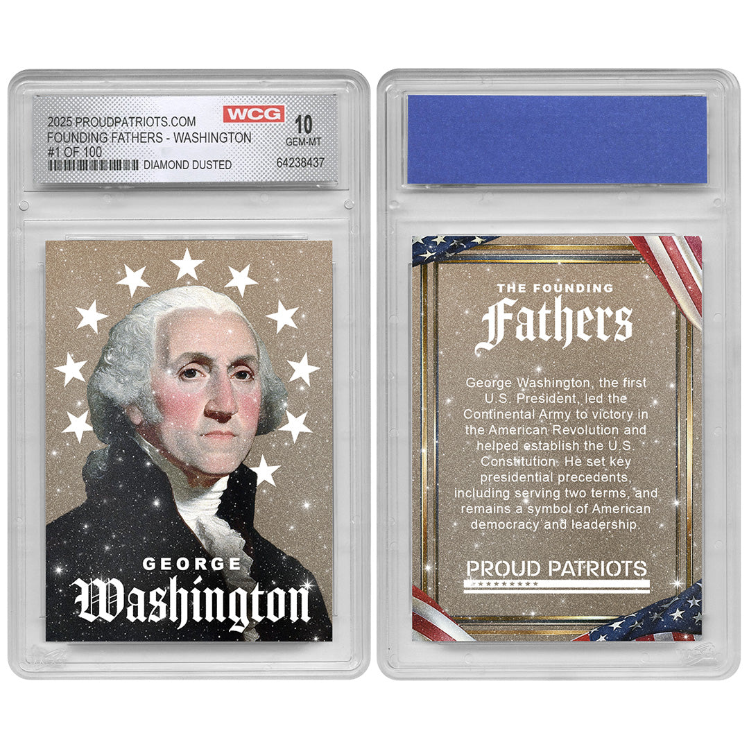 Founding Fathers Set of 7 Trading Cards | Diamond Dust | Only 100 Available | Individually Numbered - All Matching Numbers | Graded GEM-MT 10