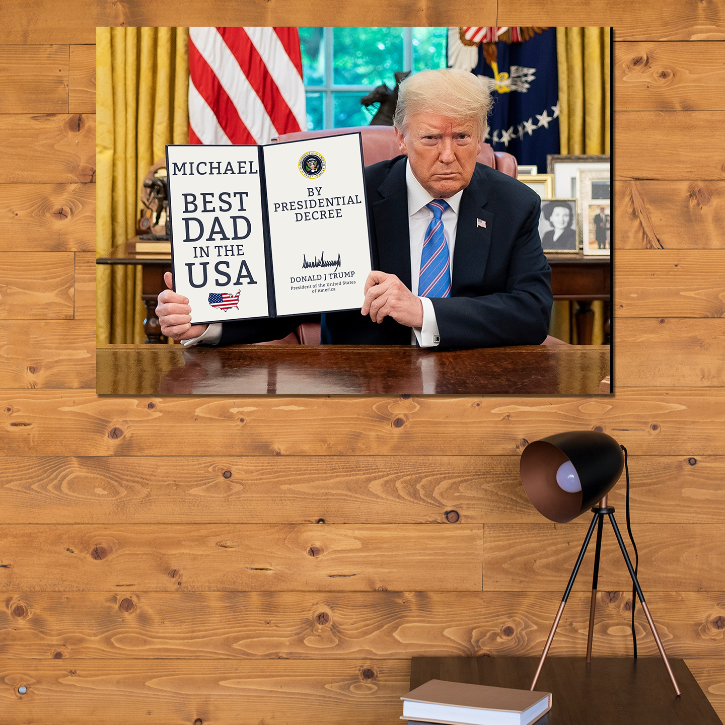 Best Dad In The USA Custom Trump Canvas - Insert A Name (Makes A Great Gift)