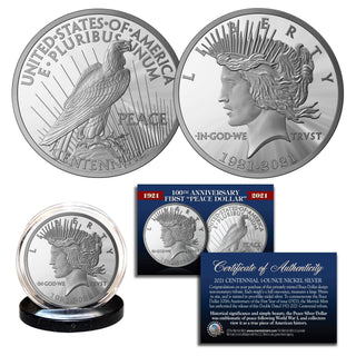 100th Anniversary First Year 1921-2021 ‘‘Peace Dollar’’ 1-ounce Tribute - Proud Patriots