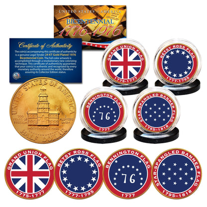 "1776 U.S Flags" - Bicentennial Half Dollar Set - Proud Patriots