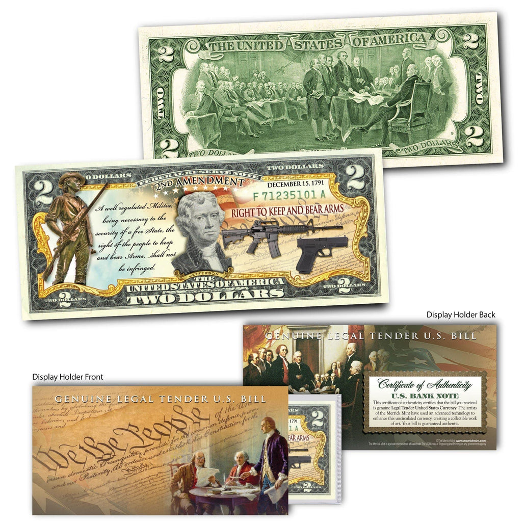 "2nd Amendment" - Genuine Legal Tender U.S. $2 Bill