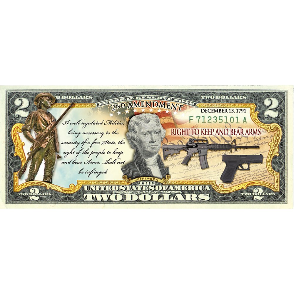 "2nd Amendment" (Modern) - Genuine Legal Tender U.S. $2 Bill - Proud Patriots