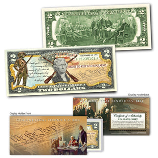 "2nd Amendment" (Muskets) - Genuine Legal Tender U.S. $2 Bill
