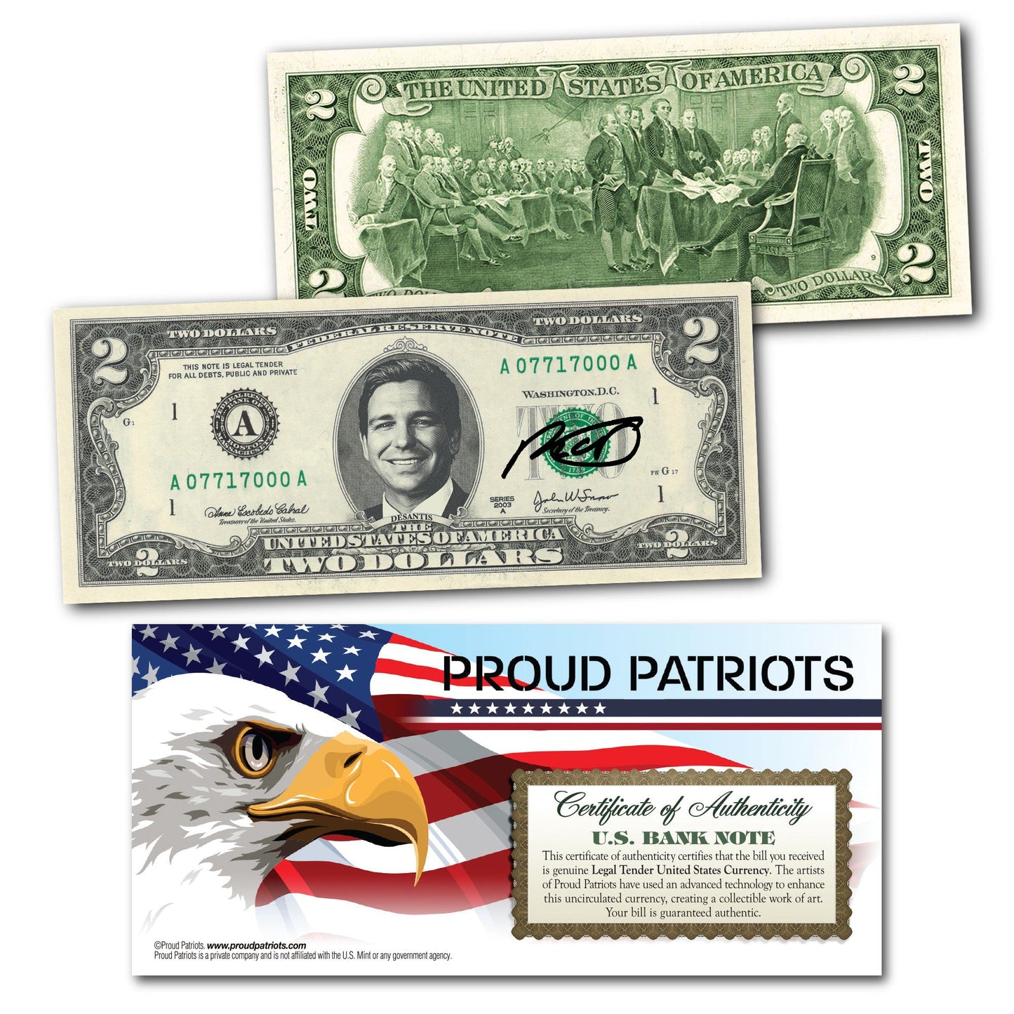 DeSantis $2 Bill - (U.S. Genuine Legal Tender) - Proud Patriots