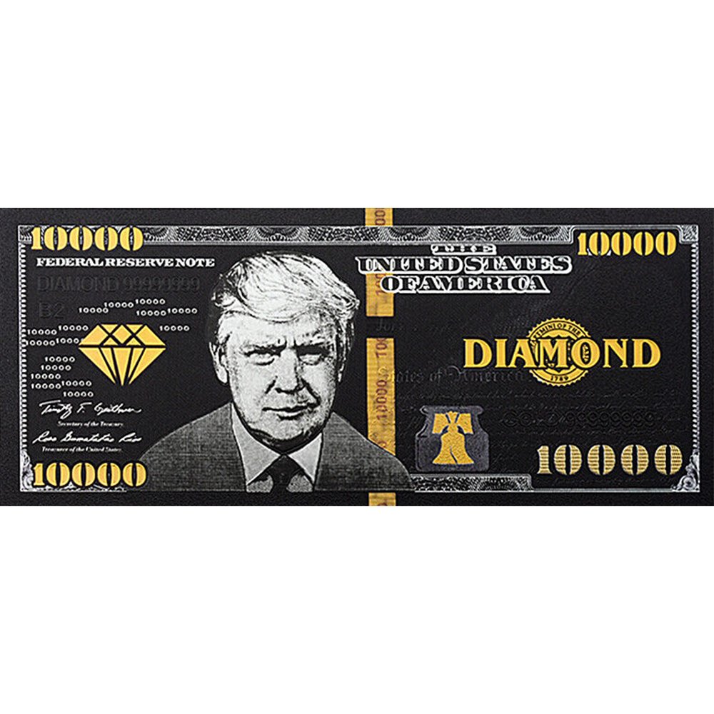 Donald Trump Diamond Black $10,000 Dollar Bill - Proud Patriots