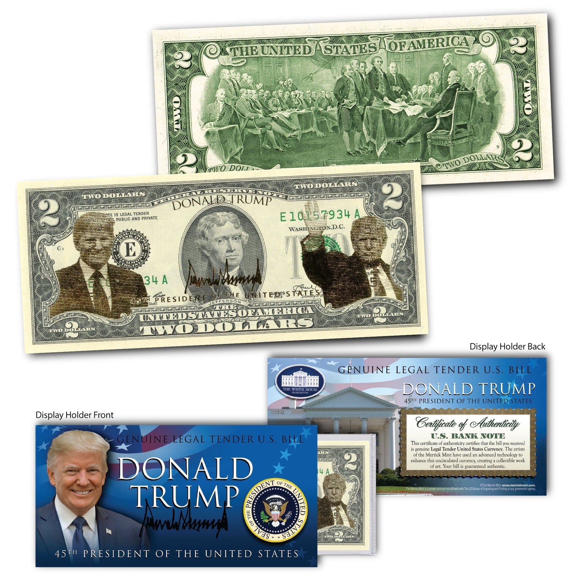 Donald Trump - Gold Foiled - Genuine Legal Tender U.S. $2 Bill - Proud Patriots