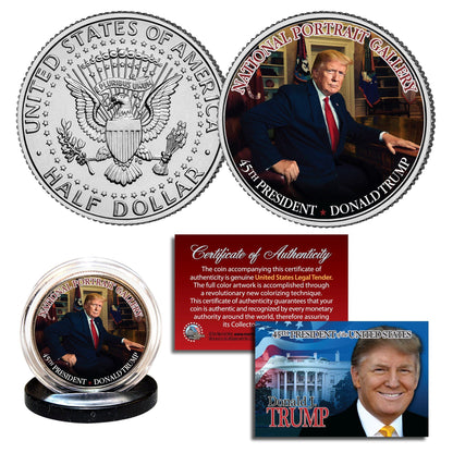 Donald Trump - "National Portrait" - Authentic JFK Half Dollar - Proud Patriots