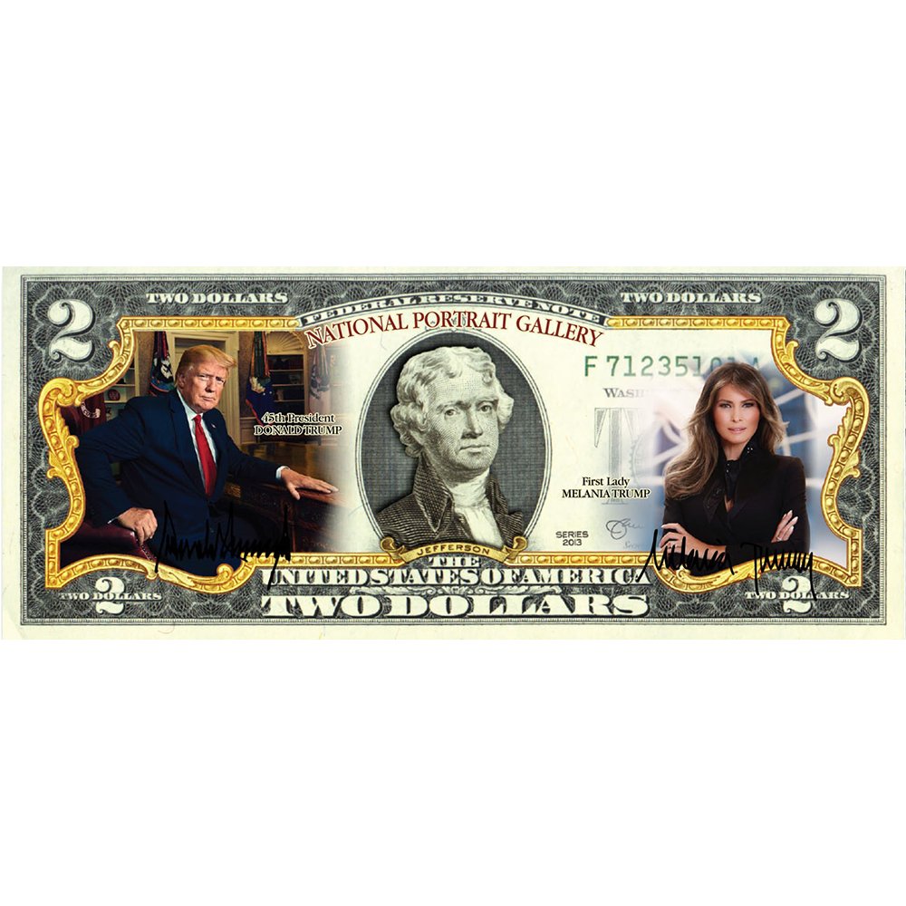 "Donald Trump - "National Portrait" - Genuine Legal Tender U.S. $2 Bill - Proud Patriots